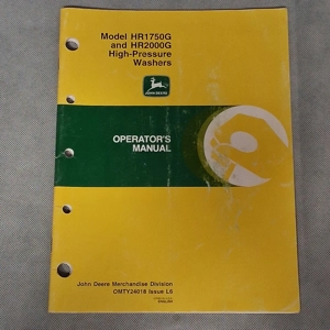John Deere HR1750G HR2000G Pressure Washers Operator's Man..