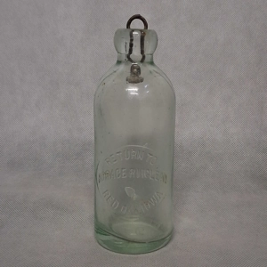 Hutchinson Soda Bottle Seeded Glass Embossed Horace R McLe..