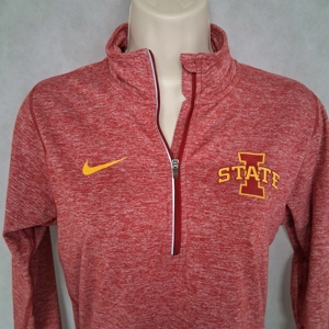 Nike Dri-Fit Iowa State Cyclones 1/4 Zip Pullover Shirt Women's Small Red Gold