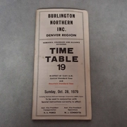 Burlington Northern Railroad Timetable 19 1979 Denver Region