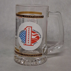 Nebraska Cornhuskers 1971 National Champions Beer Mug Clear Glass 5.5