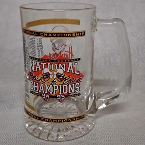 Nebraska Cornhuskers 1995 National Champions Beer Mug Clear Glass 5.5