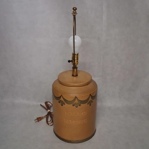 Rovland Stoneware Crock Table Lamp Tan Blue Ceramic 25