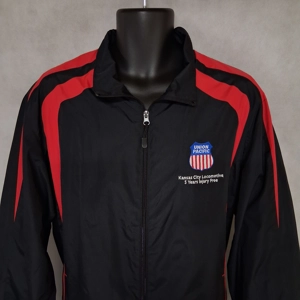 Sport Tek Union Pacific Windbreaker Large Black Red Kansas City Locomotive