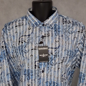 Barabas Men's Button Front Shirt XXL Blue White Long Sleeves New With Tags