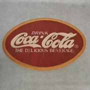 Wooden Oval 3-D Drink Coca-Cola Sign Coca-Cola The Delicious Beverage 18