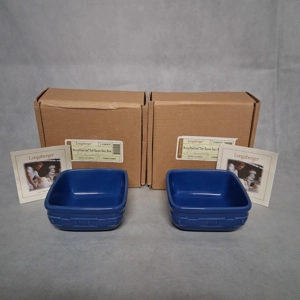 Longaberger Woven Traditions Soft Square Cereal Bowls 2 Cornflower Blue New Box