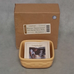 Longaberger Woven Traditions Soft Square Cereal Bowl Butternut Yellow New Box