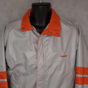 Swingster Garst Seeds Bomber Windbreaker Jacket Small Gray with Orange Trim