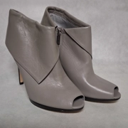 Michael Kors Ankle Boots Booties 10M Gray Leather Stiletto Heel Peep Toe