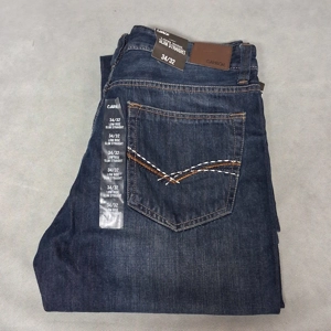 Carbon Slim Straight Blue Jeans 34x32 Dark Washed New With Tags Low Rise