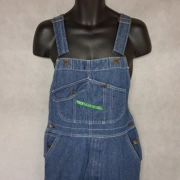 Key Bib Overalls 34x32 Blue Medium Washed Denim