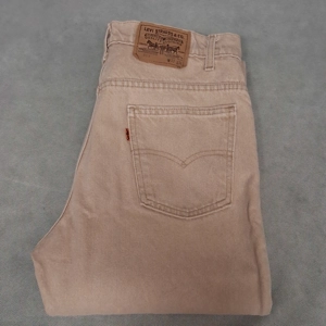 1990's Levi's 517 Beige Denim Jeans 33x34 Bootcut Made in USA El Paso TX - Stain