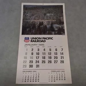 1995 Union Pacific Wall Calendar Complete 12.5