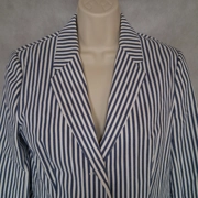 Brooks Brothers Red Fleece Blazer Women's 10 Blue White Pinstripes