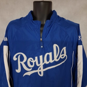 Majestic Kansas City Royals Pullover Jacket Large Blue 1/4 Zip Cool Base