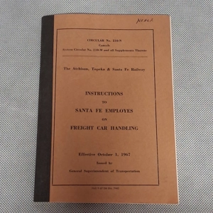 1967 Atchison Topeka Santa Fe Railway Instructions Freight Car Handling 210-N