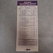 1993 Amtrak California Zephyr Timetable Card Chicago Denver San Francisco