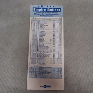 1997 Amtrak Empire Builder Timetable Card Chicago St Paul Portland/Seattle