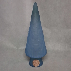 Vidrios San Miguel Glass Christmas Tree Satin Blue 16 3/4