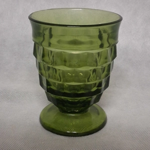 Indiana Glass Colony Whitehall Green 9 oz Footed Tumbler Glass Cubed 4 3/8