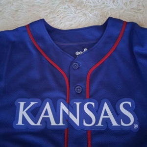 Gen 2 Kansas Jayhawks Baseball Jersey Boys Large 14/16 Button Front New W/ Tags