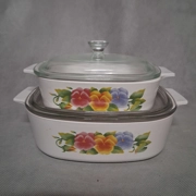 90's Corning Ware Summer Blush Casseroles With Lids A1B A2B 1 Liter 2 Liter