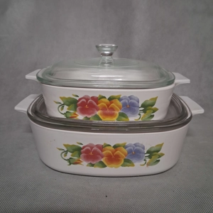 90's Corning Ware Summer Blush Casseroles With Lids A1B A2B 1 Liter 2 Liter