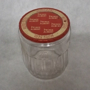 1941 Prince Albert Tobacco Jar Humidor Duraglas Owen's Illinois Glass Metal Lid