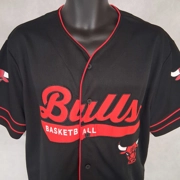 Chicago Bulls Ultra Game Basketball Jersey Men's Large Black Button Up