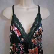 AvidLove Sleep Babydoll Chemise Night Dress Medium Green Floral Lingerie Lace
