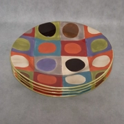 Pier 1 Urban Dot Dinner Plates 4 Handpainted 11 1/2