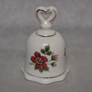 Enesco Floral Heart Porcelain Dinner Bell 4.75