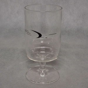 Frontier Airlines Cordial Wine Glass Stemmed Clear Black 4