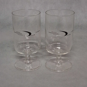 Frontier Airlines Cordial Wine Glasses 2 Stemmed Clear Black 4