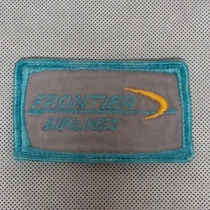Vintage Aviation Patch Frontier Airlines Circa 1960's Teal Blue Gray Measures 3 1/2