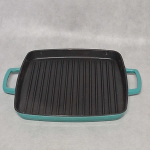 Martha Stewart Enameled Cast Iron Grill Pan Teal Blue 11
