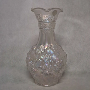 Imperial Loganberry Clear Iridescent Carnival Glass Vase 10