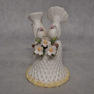 Lefton Porcelain Wedding Doves Bell with Flowers Hand Painted Model 00152