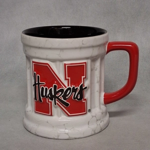 Nebraska Cornhuskers Marble Column Coffee Mug White Red Black