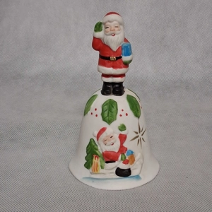 Ceramic Christmas Santa Claus Bell 5 1/2