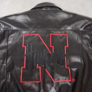 Varsity Excelled Nebraska Cornhuskers Black Leather Varsity Jacket Mens 2XL READ