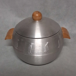 Mid Century Insulated Ice Bucket West Bend Penguin Hot and Cold Server Brushed Aluminum With Penguin