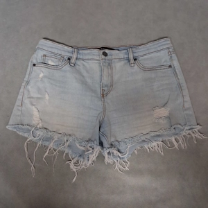 Hudson Gemma Jean Shorts Women's 27 Frayed Distressed Light Washed Denim