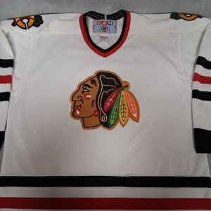 1980's CCM Chicago Blackhawks Hockey Jersey Men's Large White Stitched CCM Logo