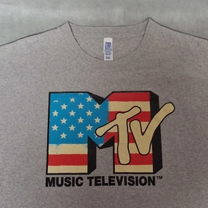 Brisco Brands MTV Music Television Flag T-Shirt 2XL Gray