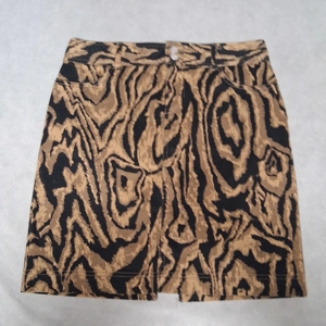 Chaps Animal Print Pencil Skirt 4P Back Slit Pockets Belt Loops Front Zip