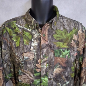 Mossy Oak Camo Shirt Men's Large Button Front Vented Back Long Sleeve Camouflage