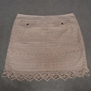 Joe Fresh Ivory Crocheted Lace Overlay Pencil Skirt Size 6 Women's Back Zip