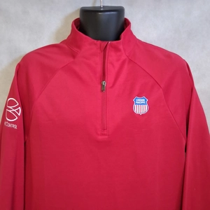 Port Authority Union Pacific 1/4 Zip Pullover Shirt Medium Red Long Sleeves